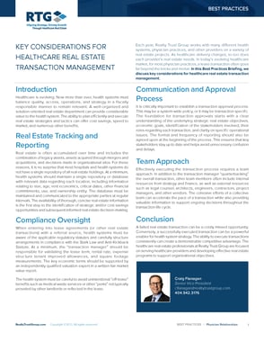 Cover BP - Key Considerations for Healthcare Real Estate Transaction Management